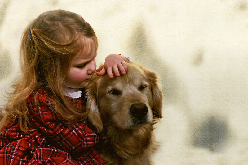 Une fille avec un chien