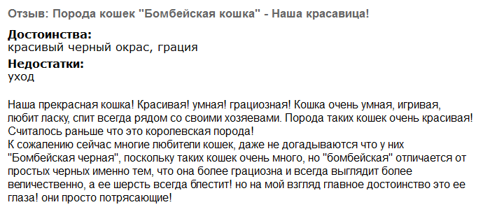 Critique de Bombay Cat