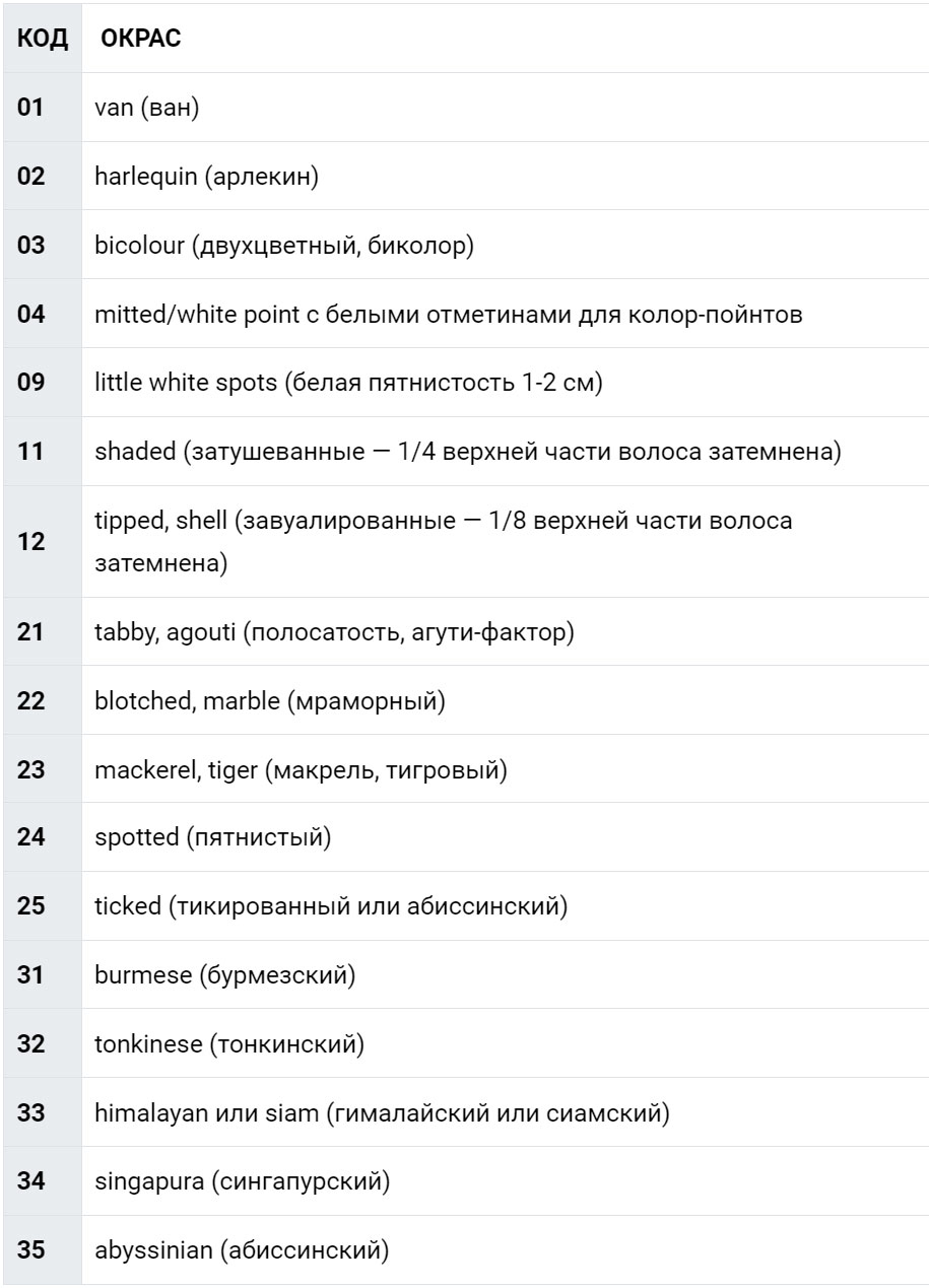 Variations de couleur de pelage chez les Scottish Folds
