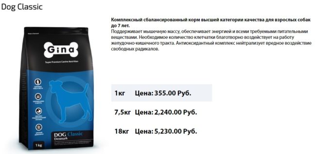 Nourriture pour chiens Gina Classic