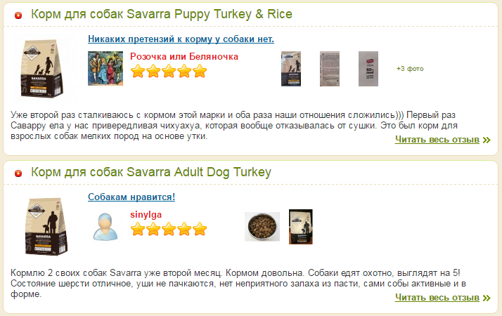 Avis sur la nourriture pour chiens Savara