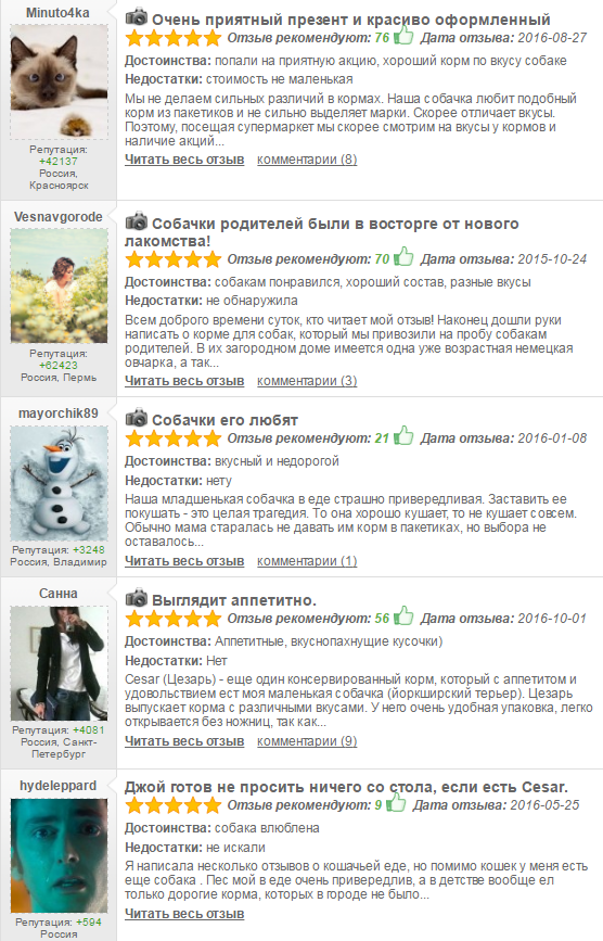 Avis sur les croquettes César pour chiens