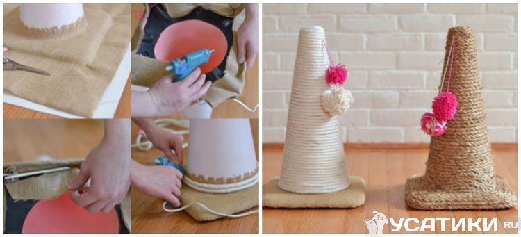 poteau à gratter en forme de cône