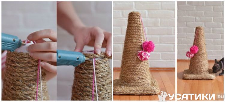 poteau à gratter en forme de cône