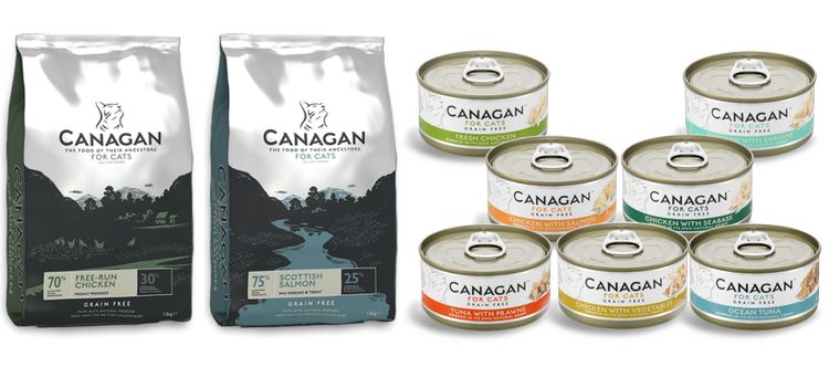 Types d'aliments pour chats Canagan