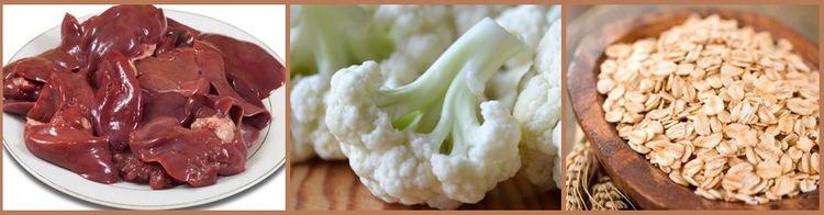 Foie, brocoli et flocons d'avoine