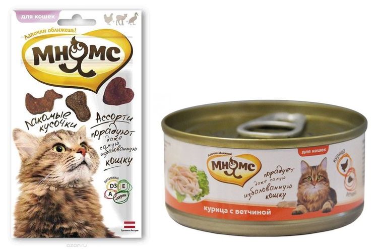 Sachets et aliments en conserve pour chats Mnyams