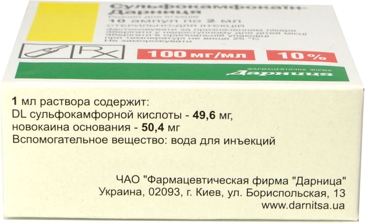 Composition de la sulfocamphocaïne