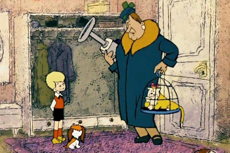 La femme de ménage du Petit, avec un chat