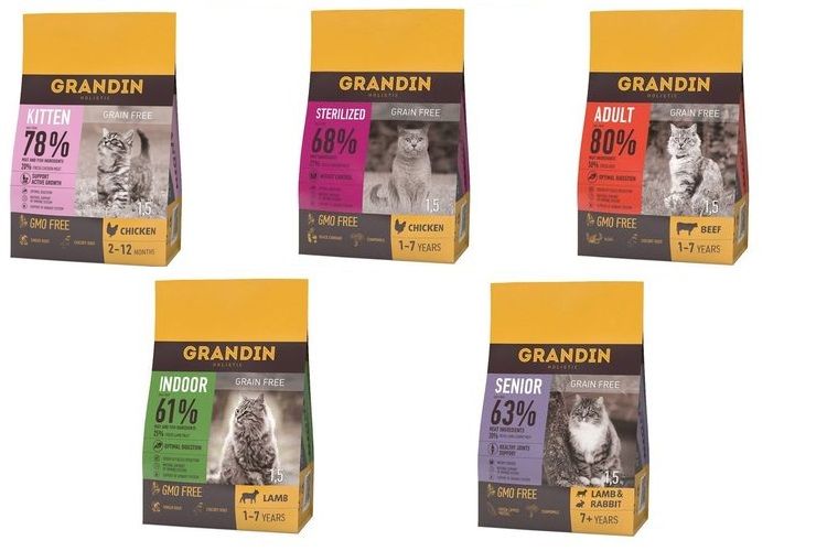 Assortiment d'aliments secs Grandin pour chats