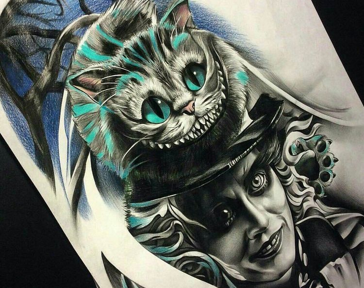 Tatouage du chat du Cheshire