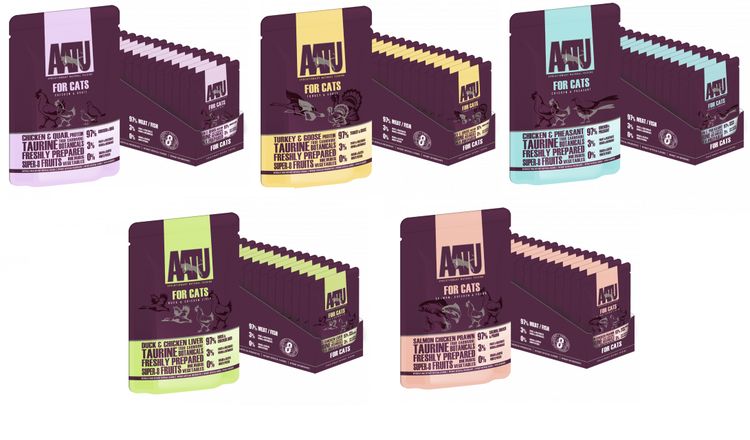 La gamme d'aliments humides pour chats d'Aatu