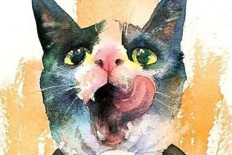 Visage de chat à l'aquarelle