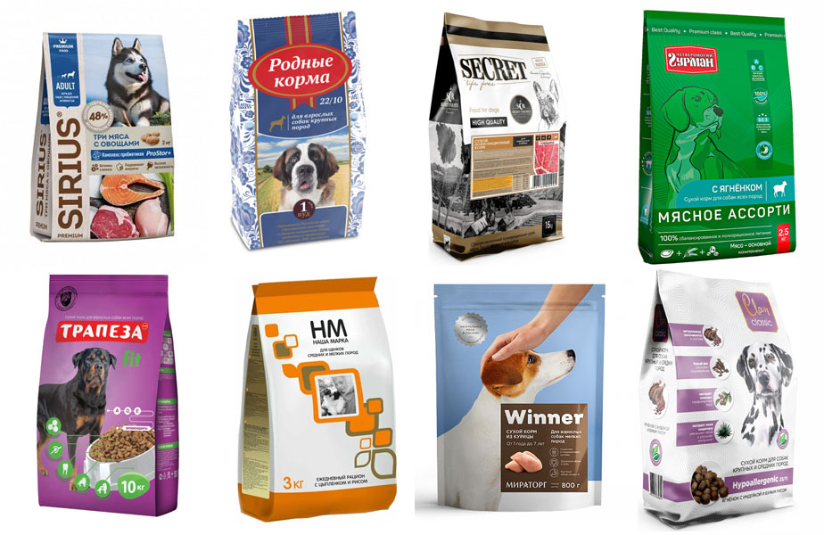 Aliments pour chiens provenant de fabricants russes